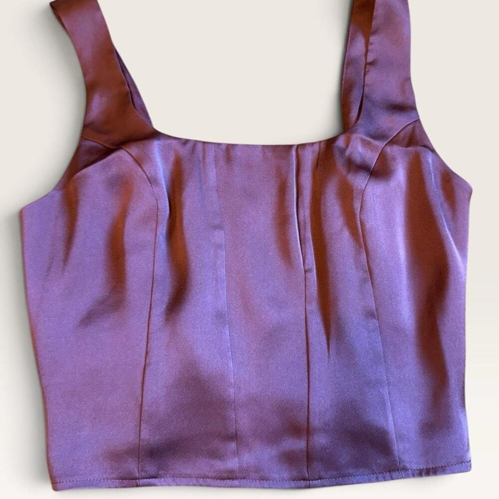 Express burgundy satin square neck